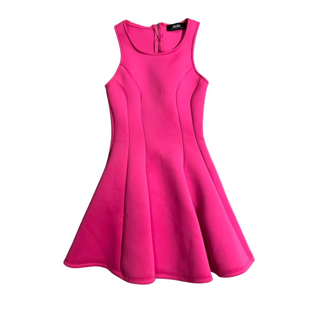 Peplum skirt hot pink dress